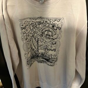 Men's Cream Graphic Crewneck Sweatshirt - Illustrated Pullover Grateful Dead